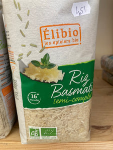 RIZ BASMATI SEMI COMPLET 1KG - ELIBIO