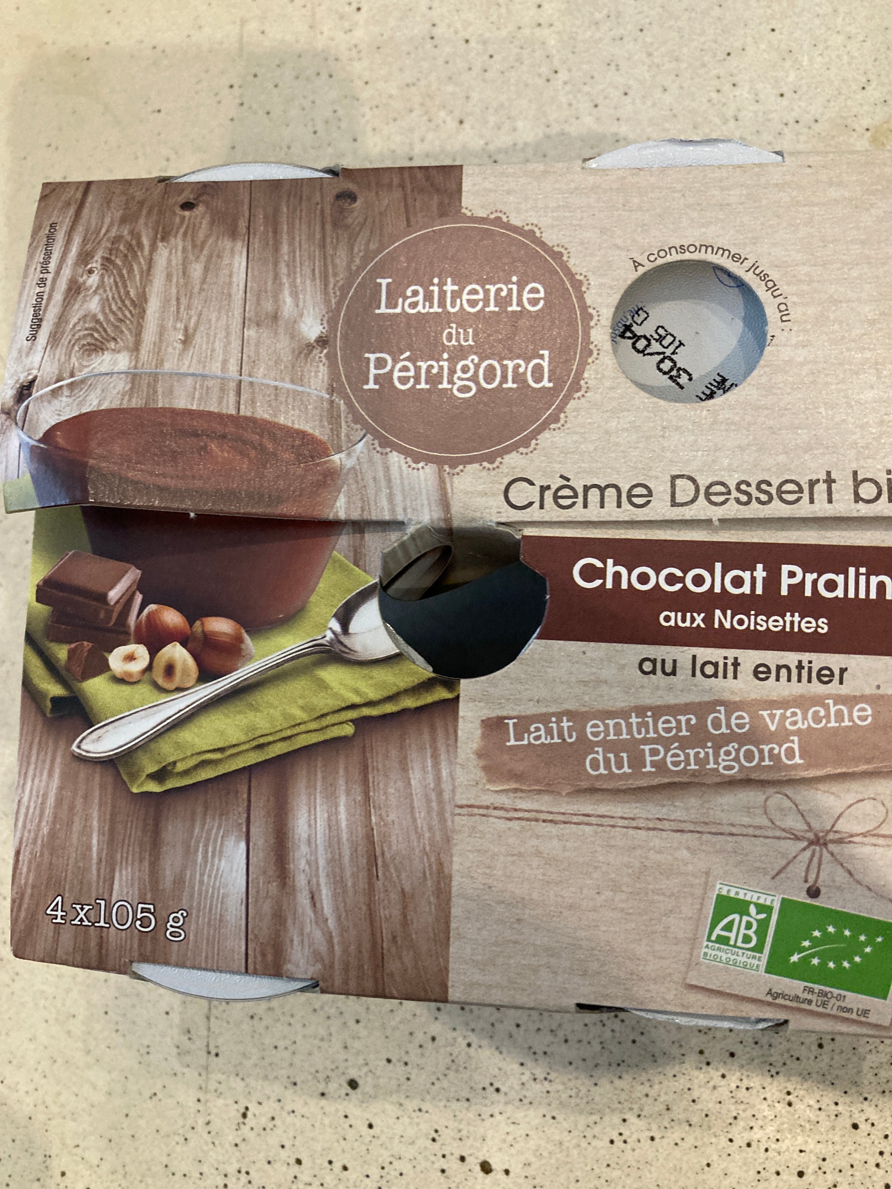 YAOURT CHOCOLAT PRALINÉ x4 - LAITERIE DU PERIGORD