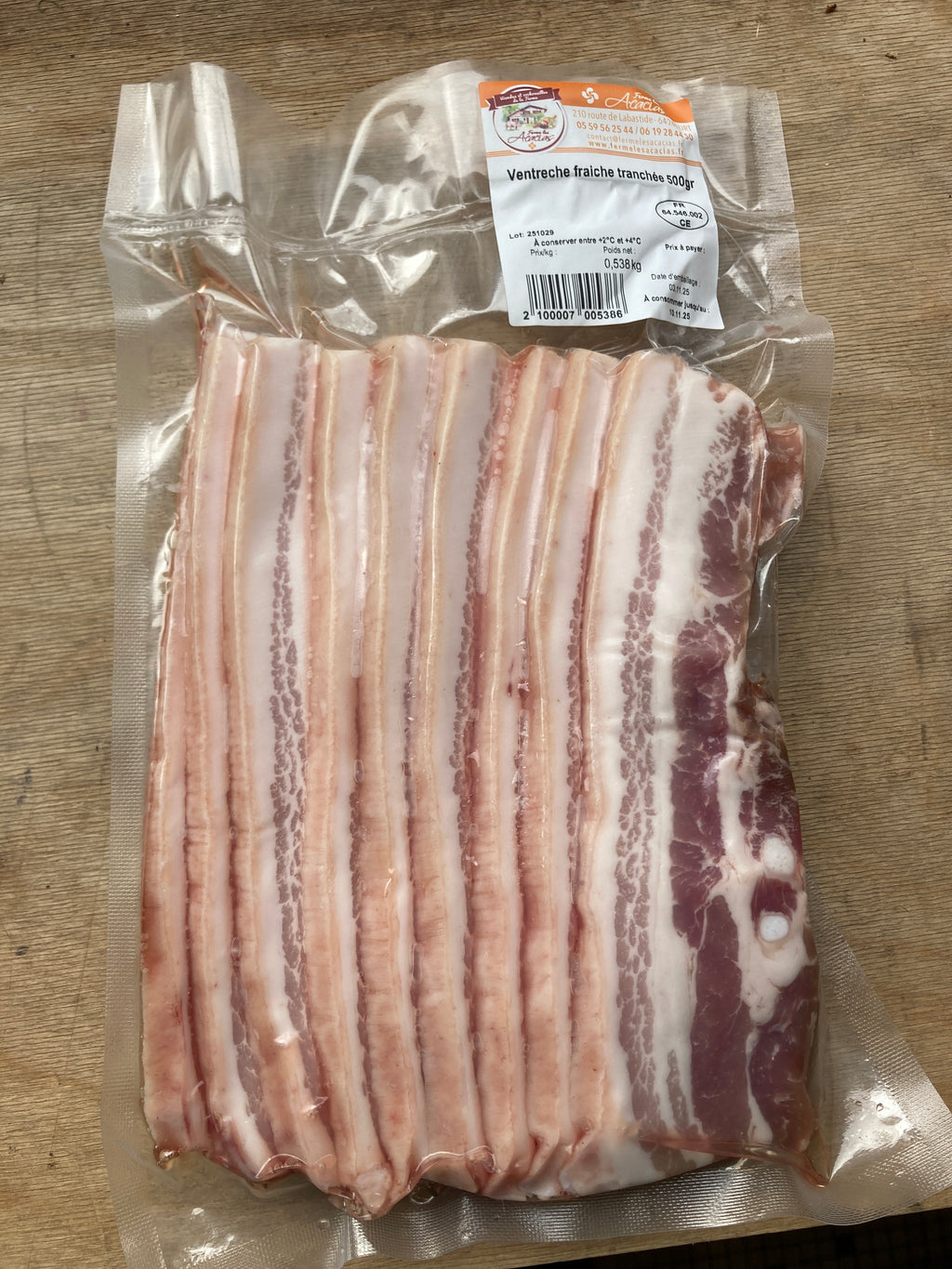 VENTRECHE FRAÎCHE TRANCHÉE 500g