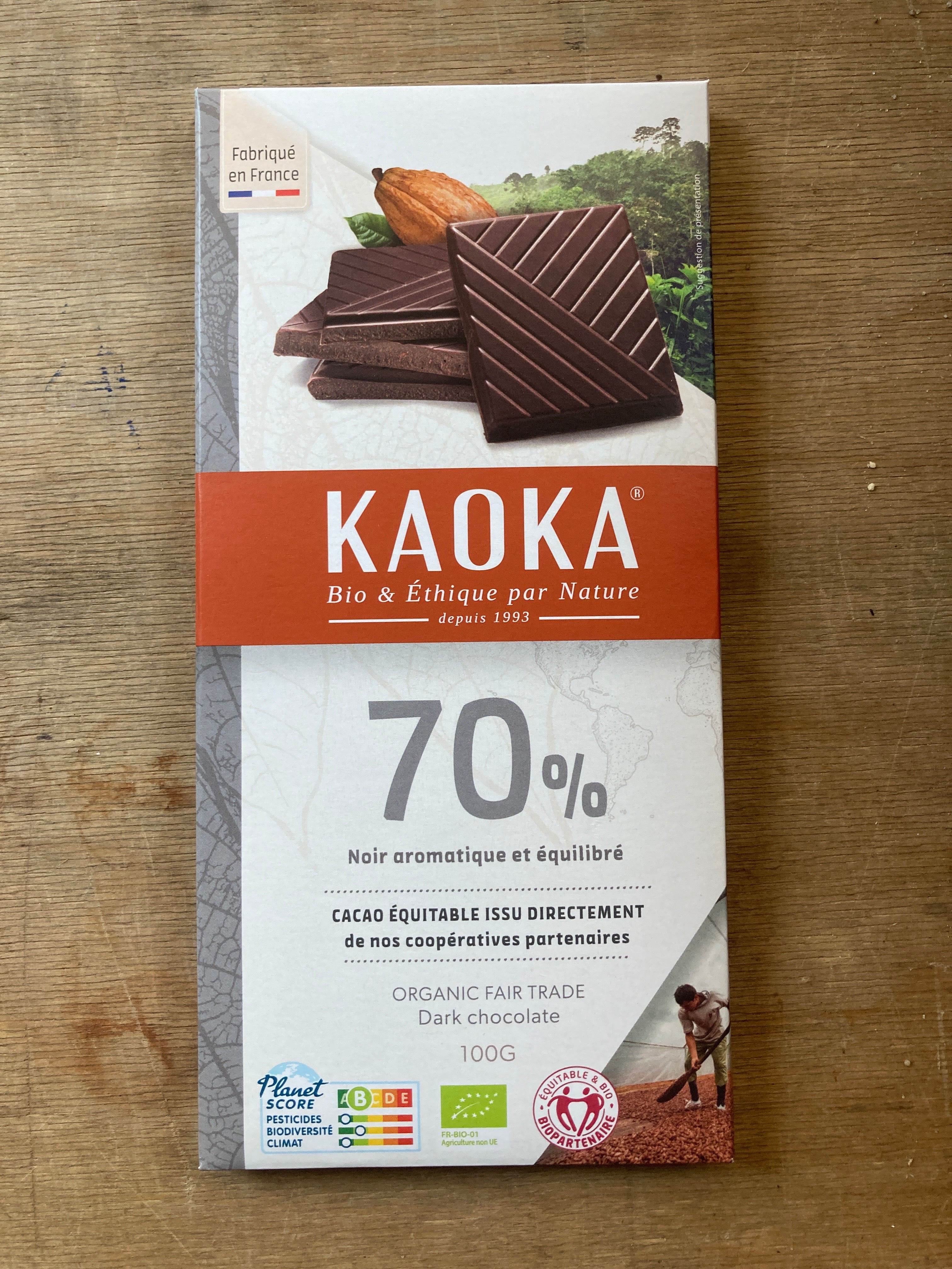 CHOCOLAT NOIR 70% 100G KAOKA