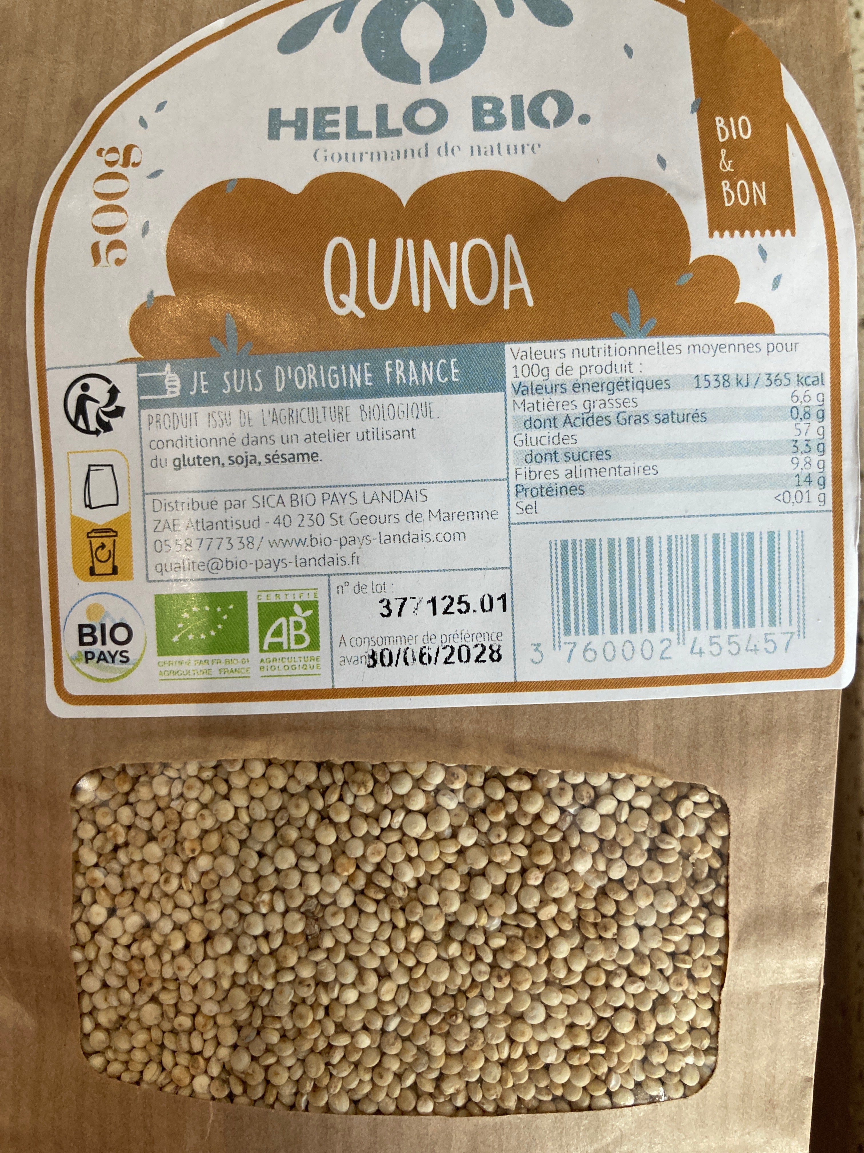 QUINOA - Hello Bio - 500 g