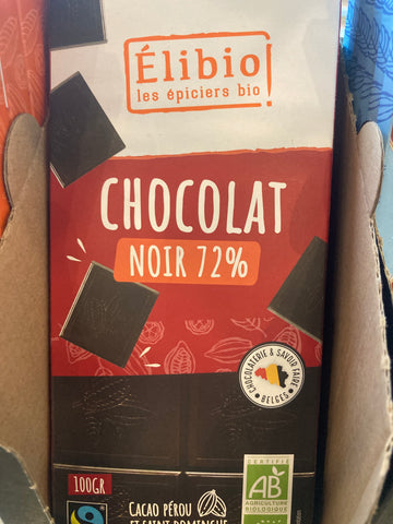 CHOCOLAT NOIR 72% 100G ELIBIO