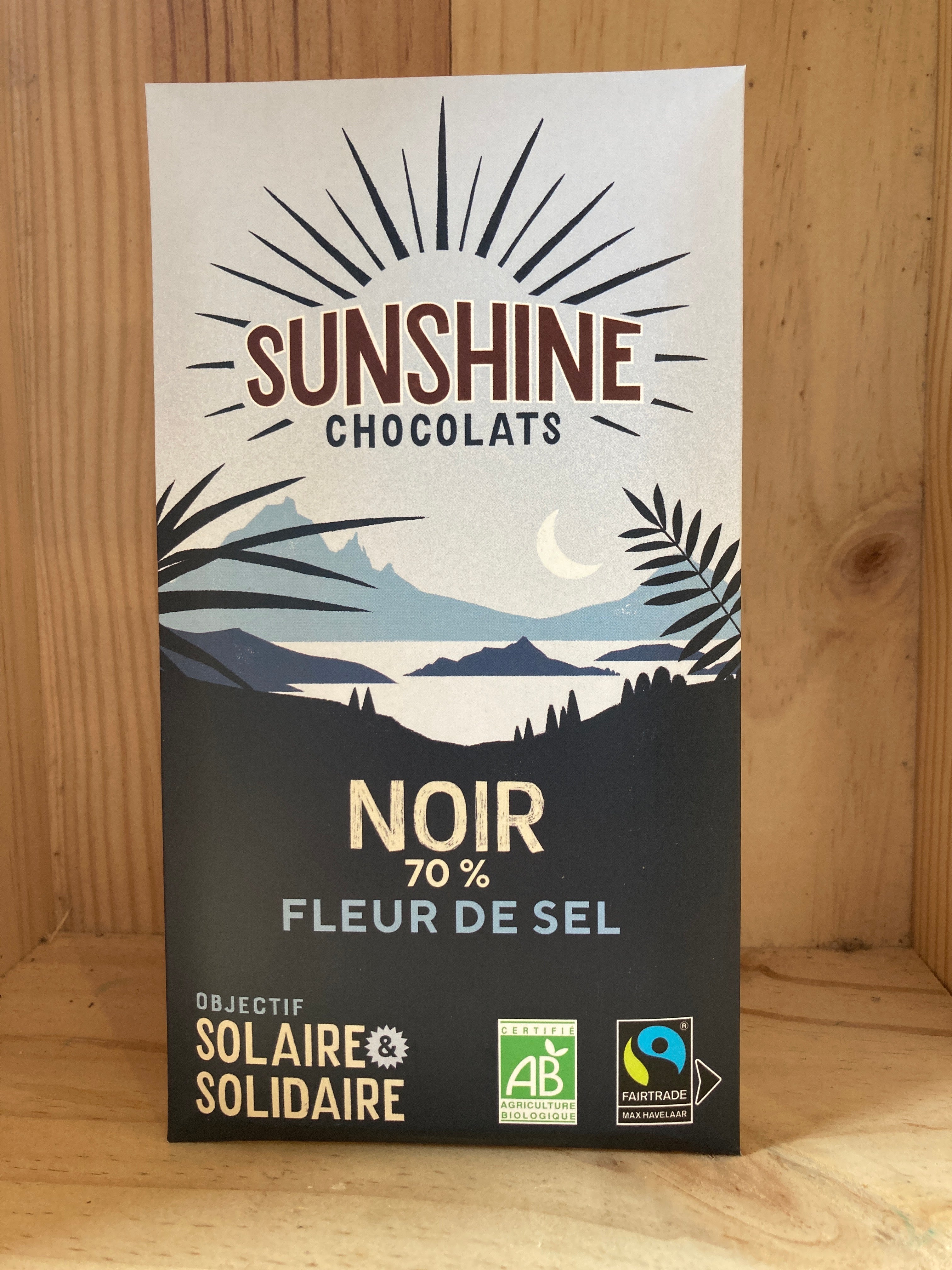 SUNSHINE-Chocolat NOIR 70% FLEUR DE SEL