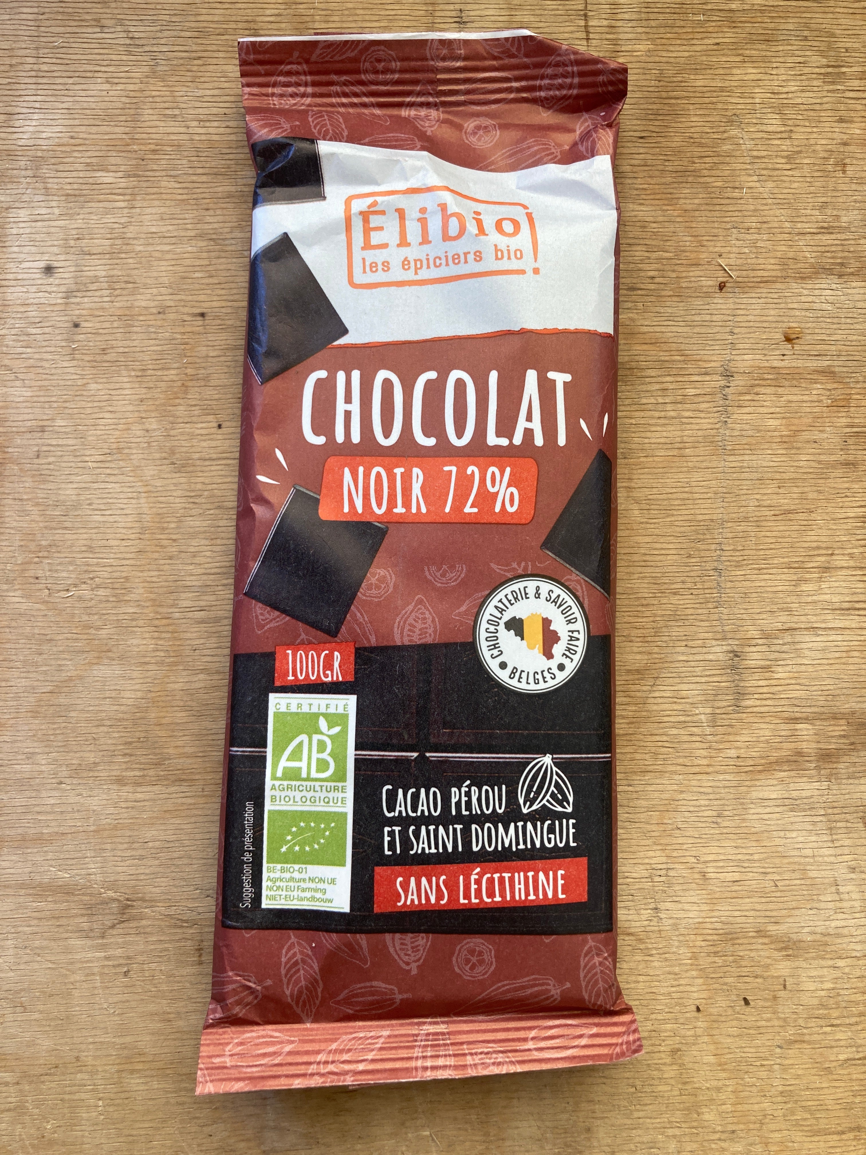 CHOCOLAT NOIR 72% 100G ELIBIO