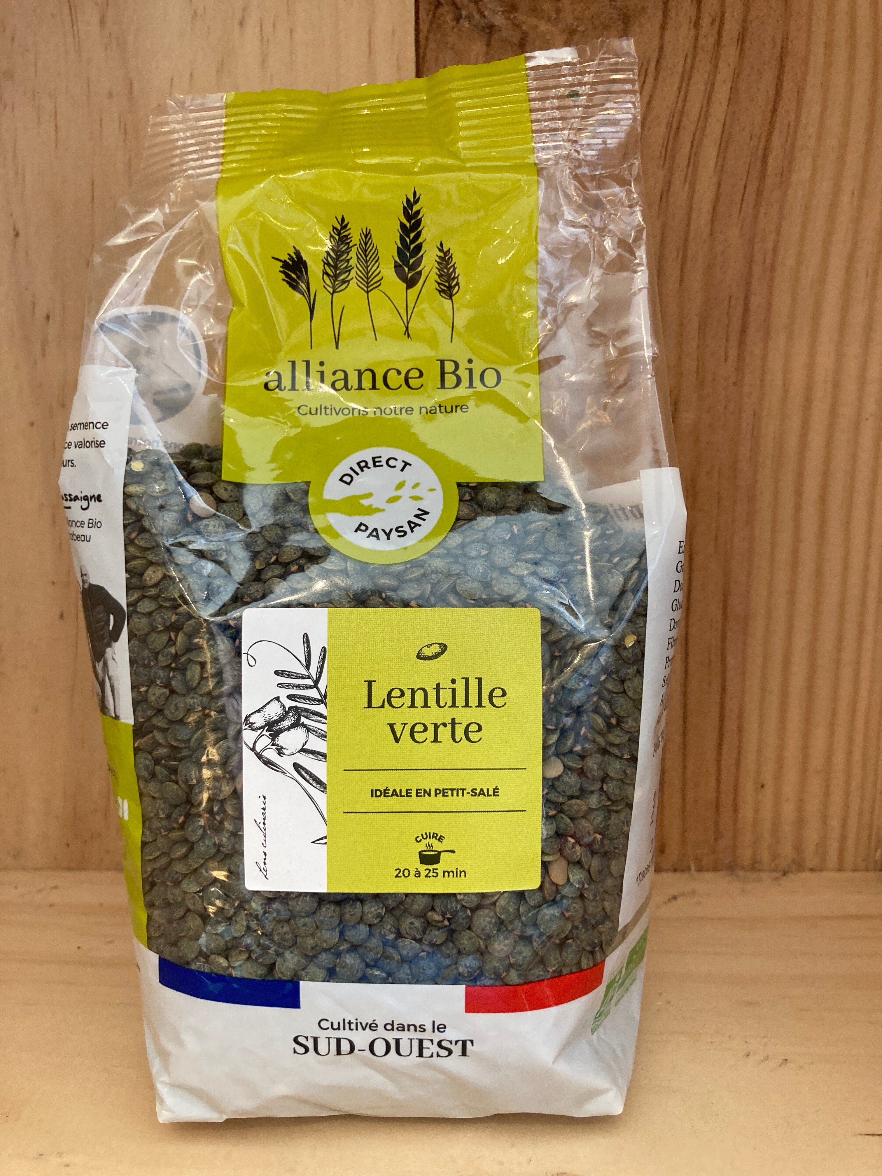 LENTILLES VERTES - ALLIANCE BIO- 500 g