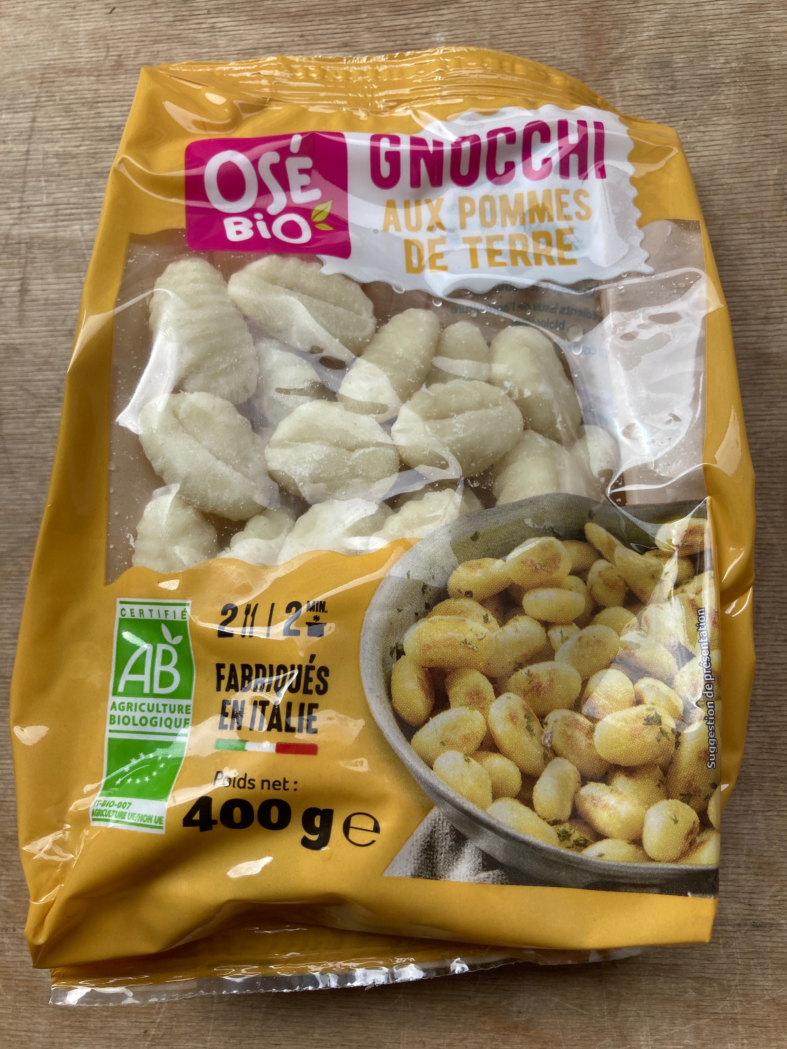 GNOCCHI FRAIS OSÉ BIO 400G
