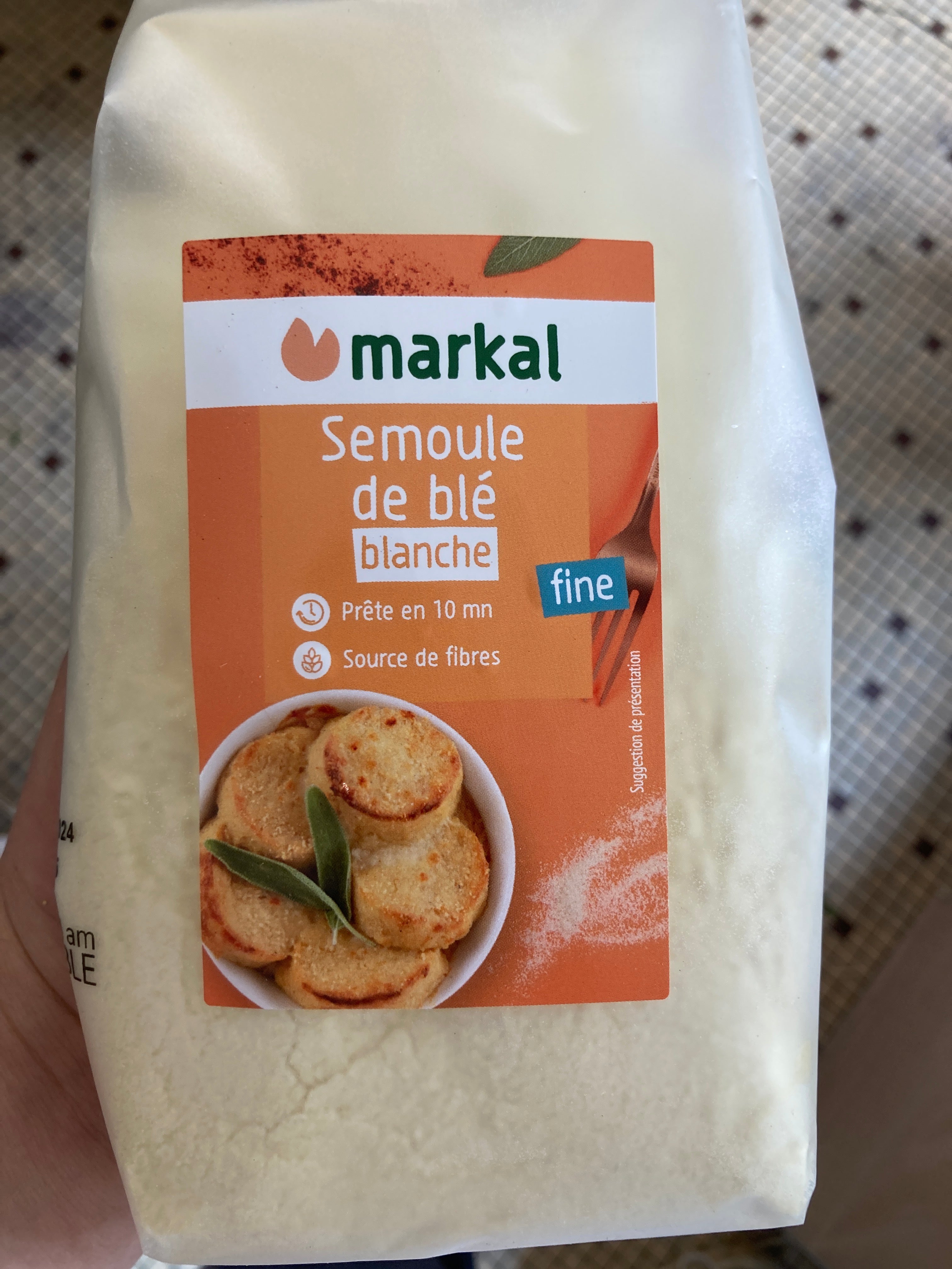 SEMOULE DE BLÉ BLANCHE FINE - MARKAL - 500g