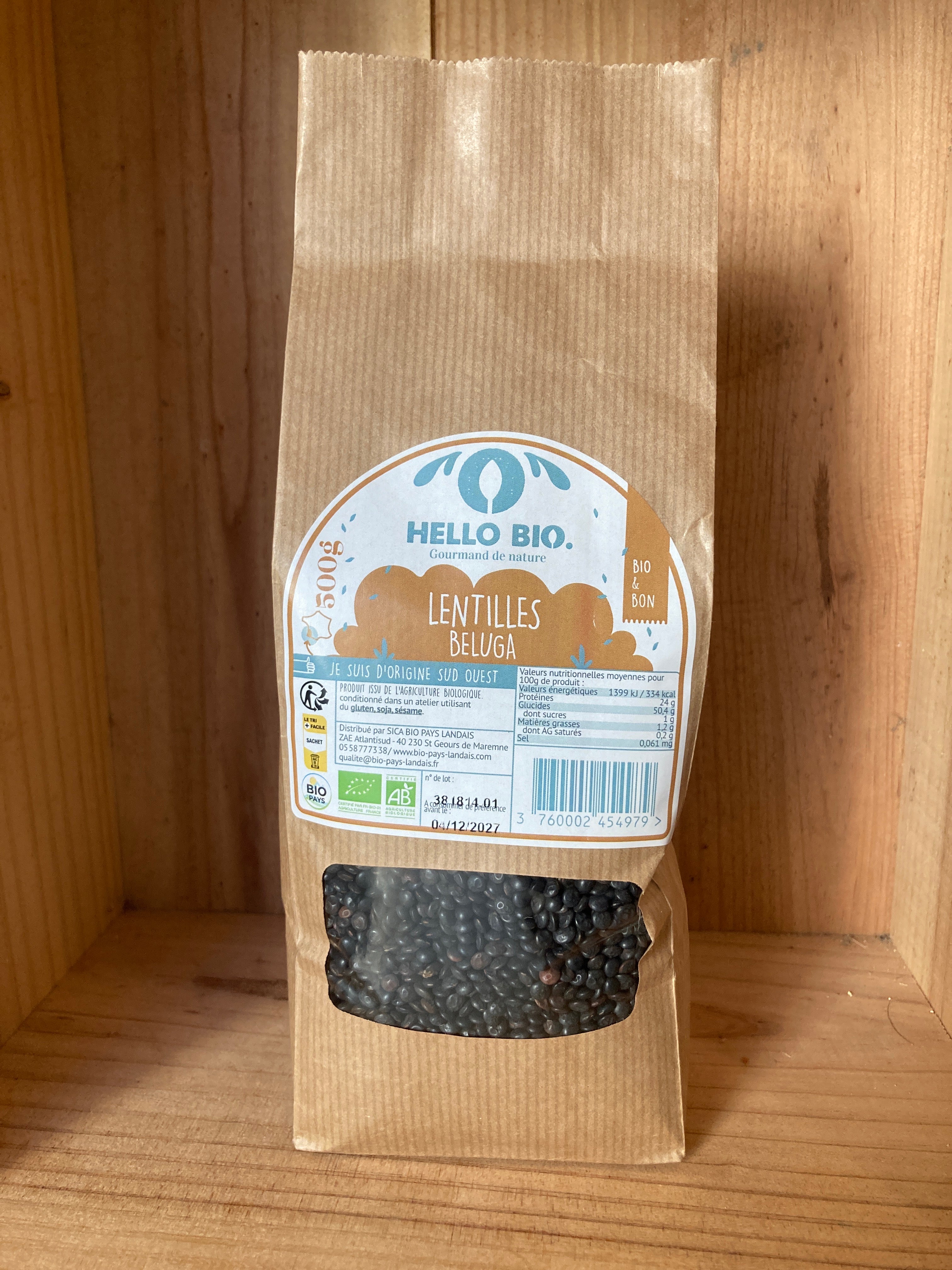 LENTILLES BELUGA - Hello Bio - 500g