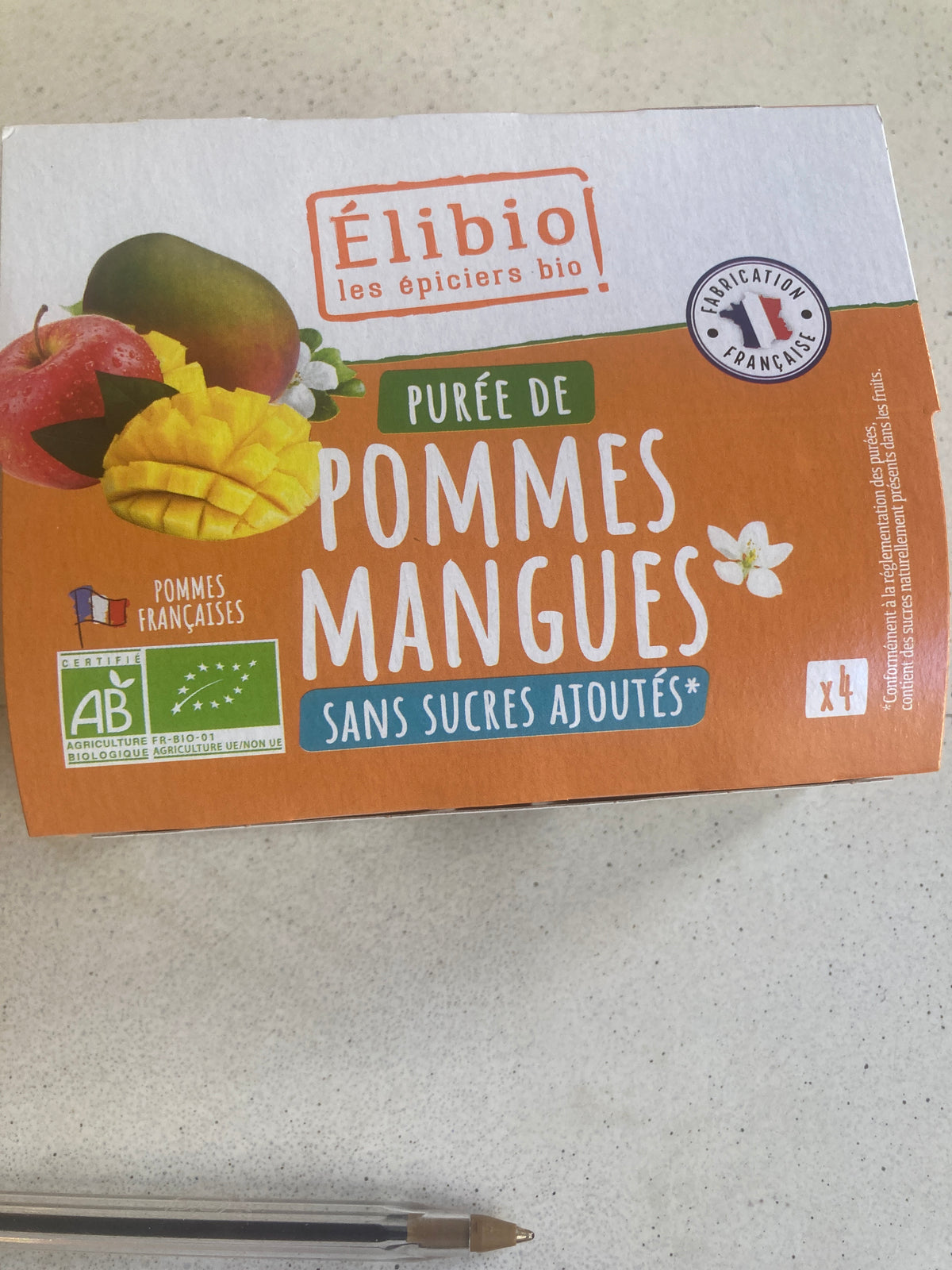 PUREE DE POMMES MANGUE x4 ELIBIO