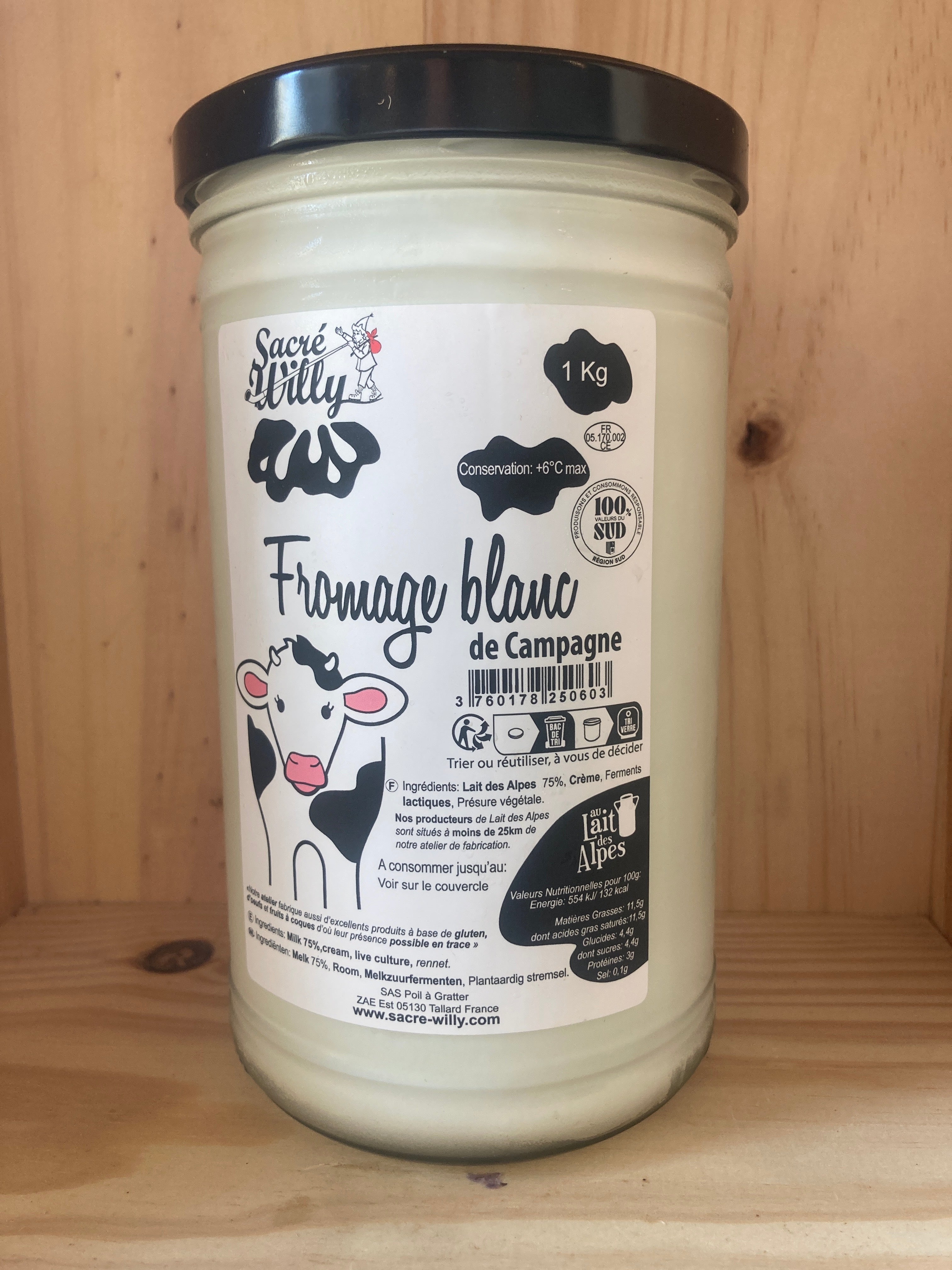 FROMAGE BLANC LISSÉ 1KG - SACRÉ WILLY