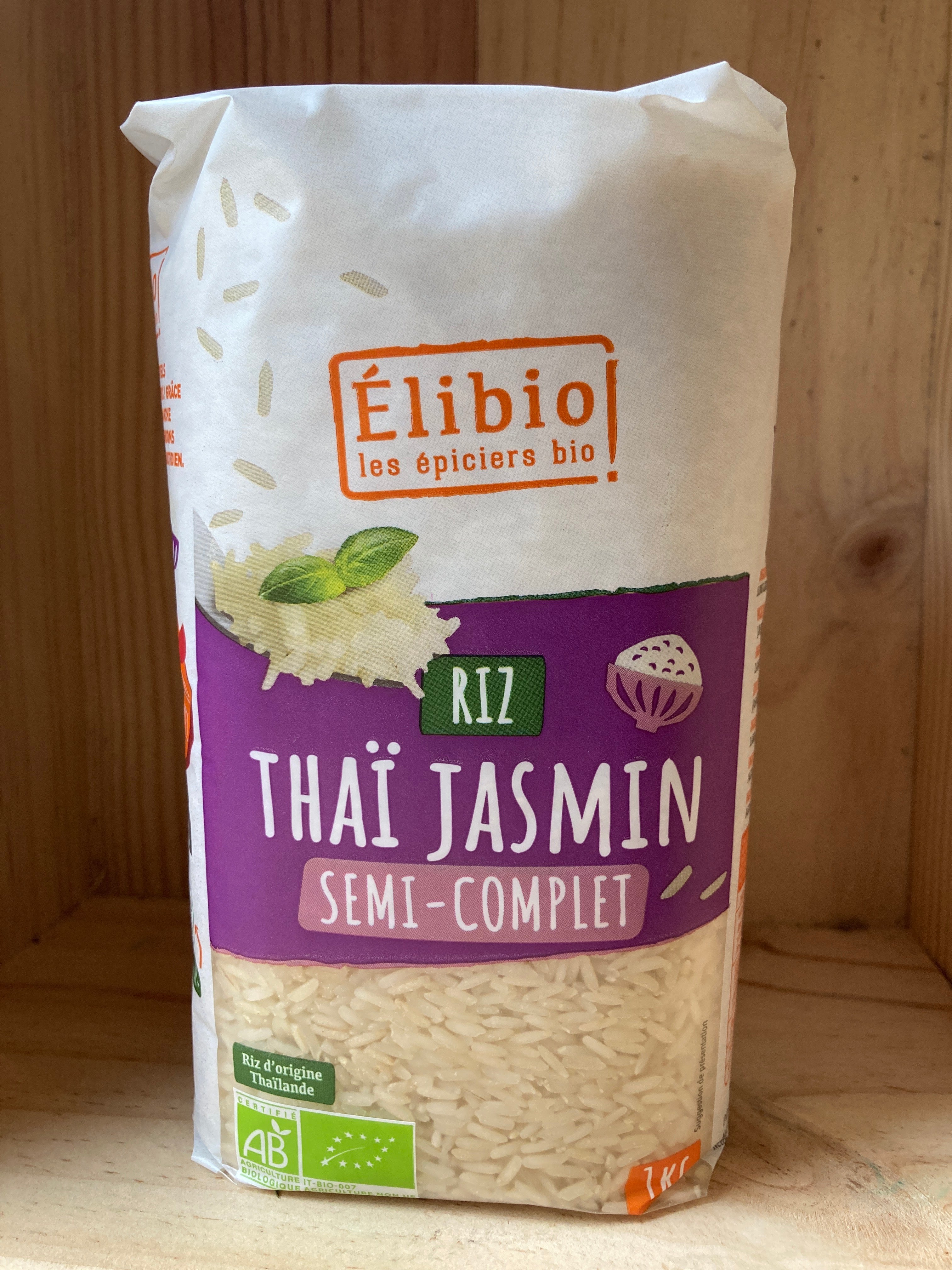 RIZ THAÏ JASMIN SEMI COMPLET 1KG - ELIBIO
