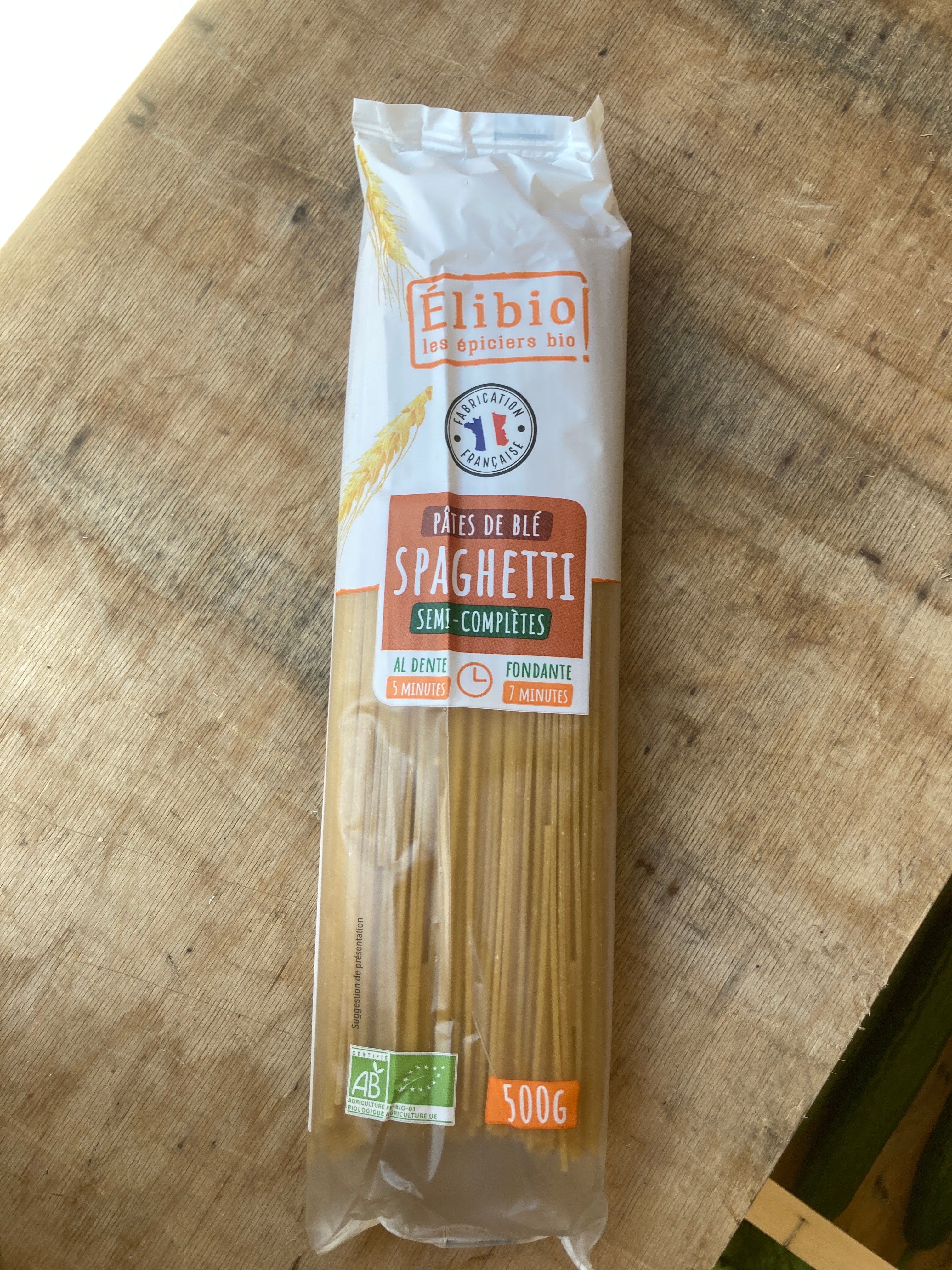 SPAGHETTIS DEMI COMPLET 500G ELIBIO