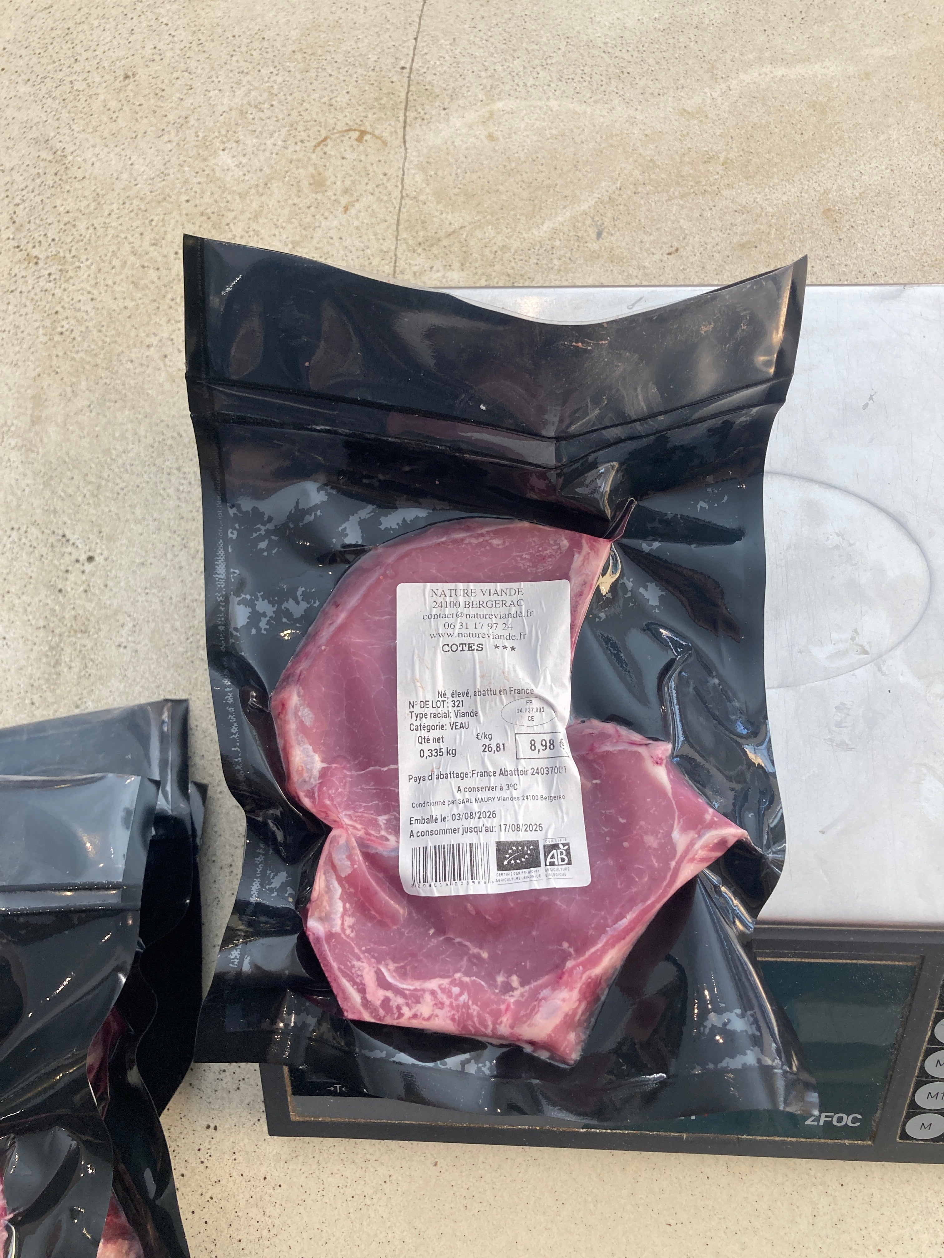COTE DE VEAU NATURE VIANDE