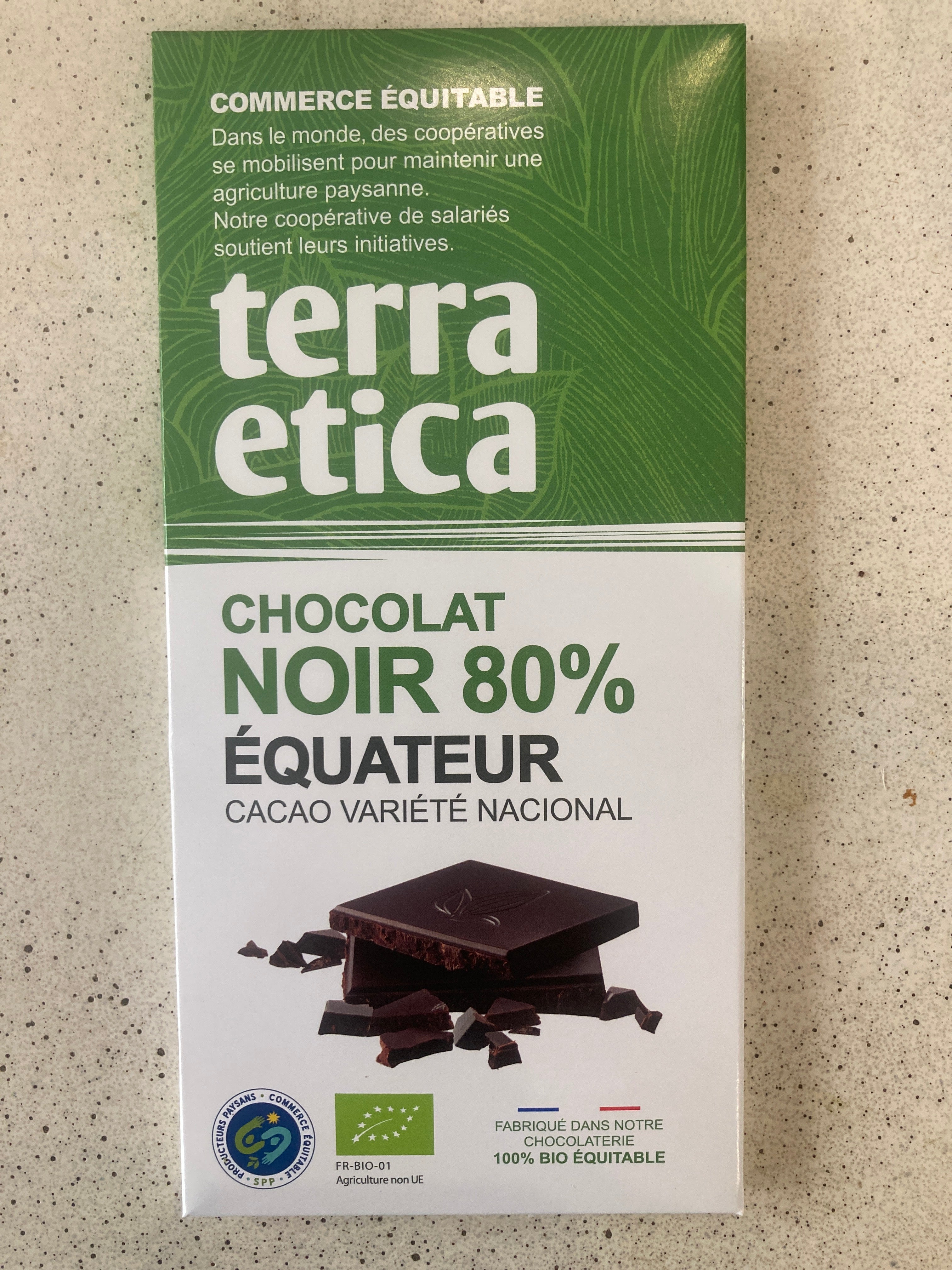 CHOCOLAT NOIR 80% EQUATEUR - TERRA ETICA