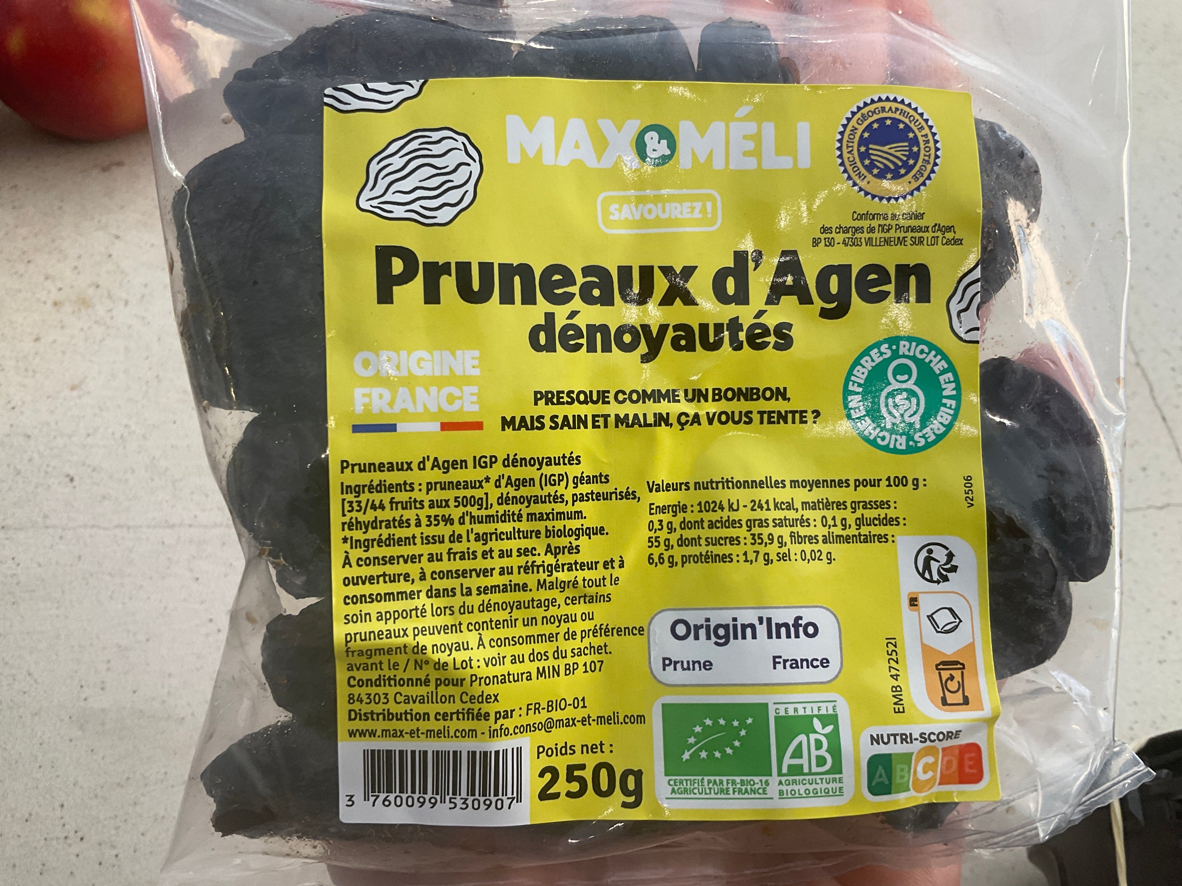 PRUNEAUX DÉNOYAUTÉS 250g Max & Meli