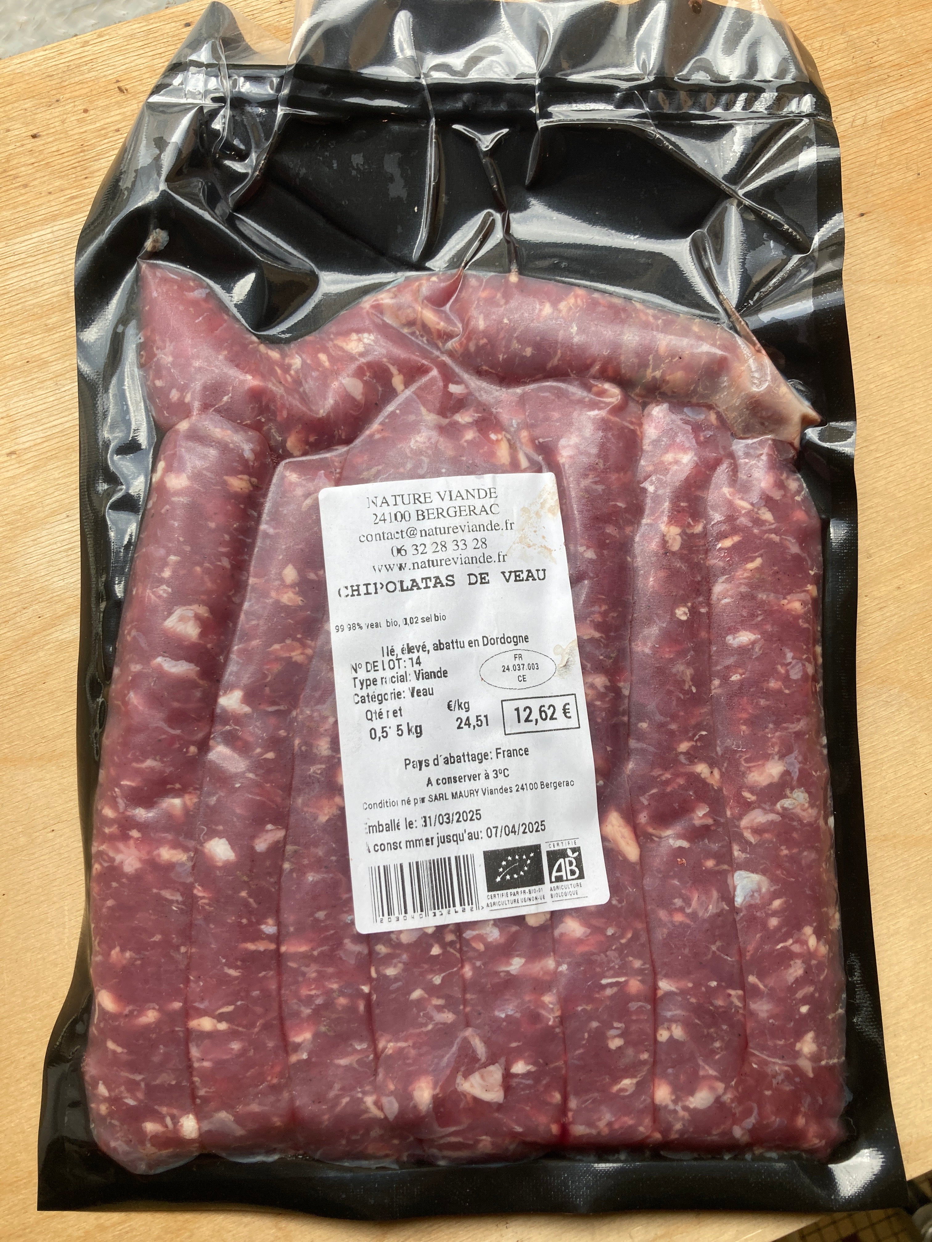 CHIPOLATAS DE VEAU- NATURE VIANDE