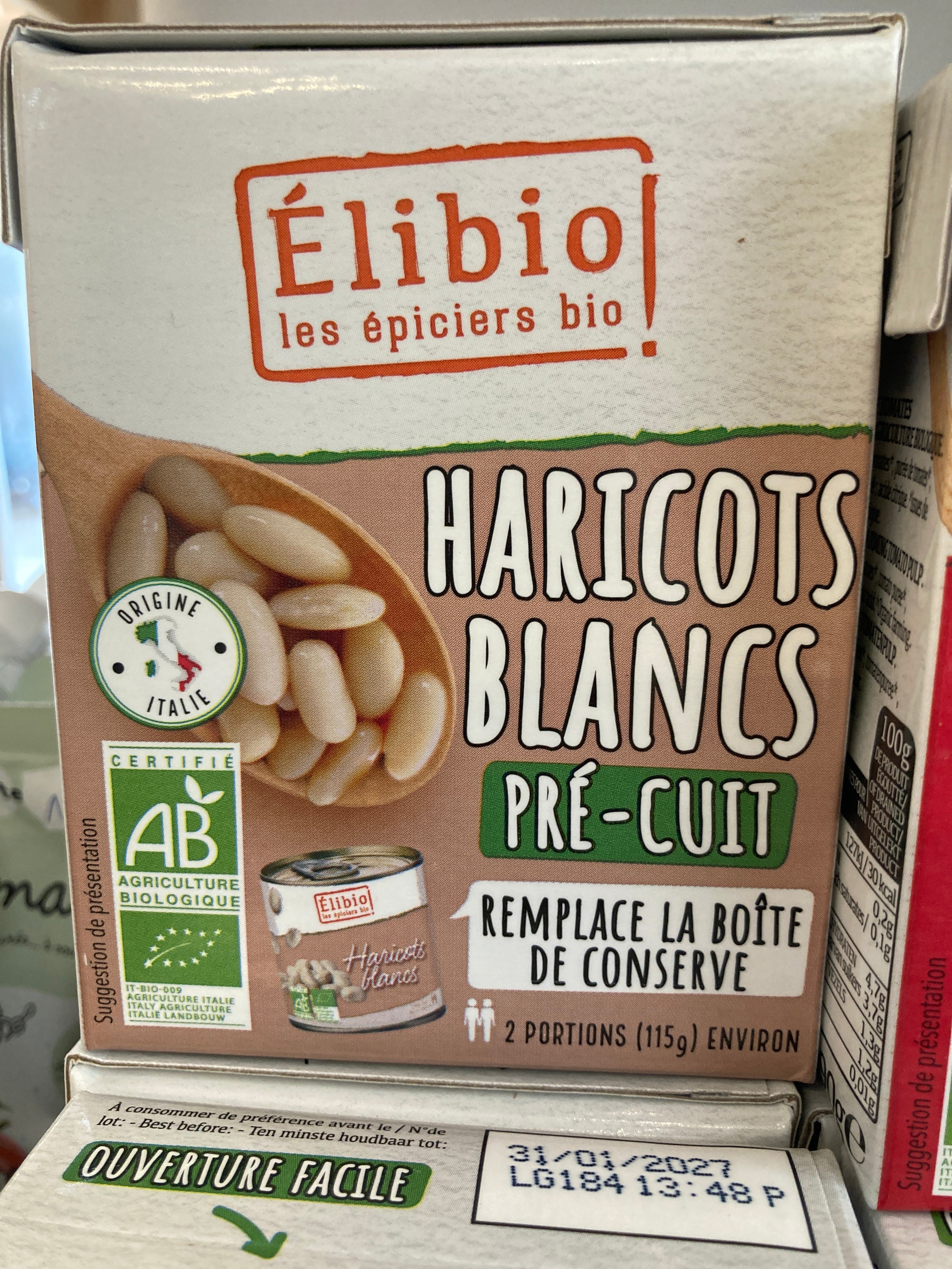 HARICOTS BLANCS PRE CUIT 400G - ELIBIO