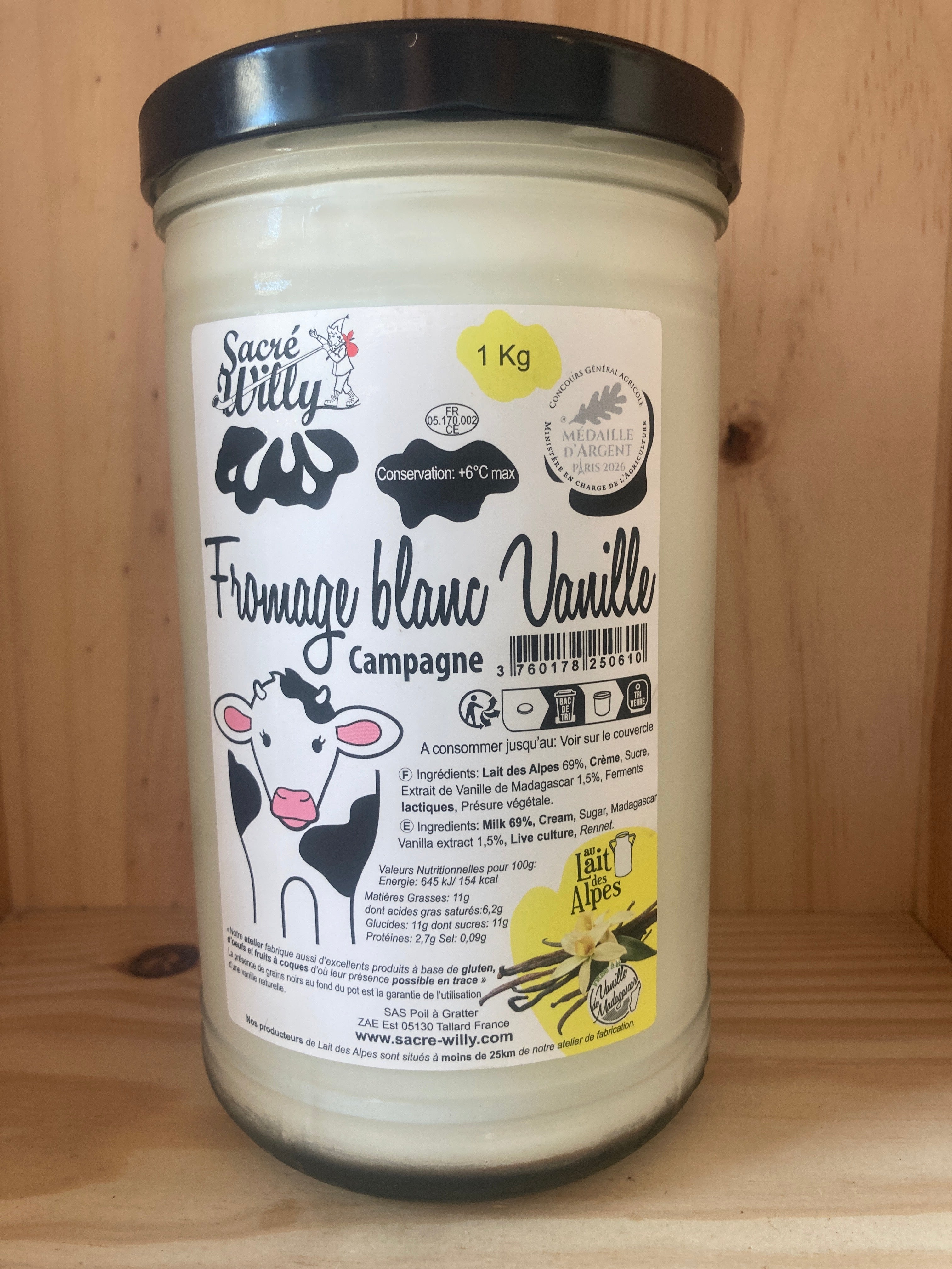 FROMAGE BLANC VANILLE 1KG - SACRÉ WILLY