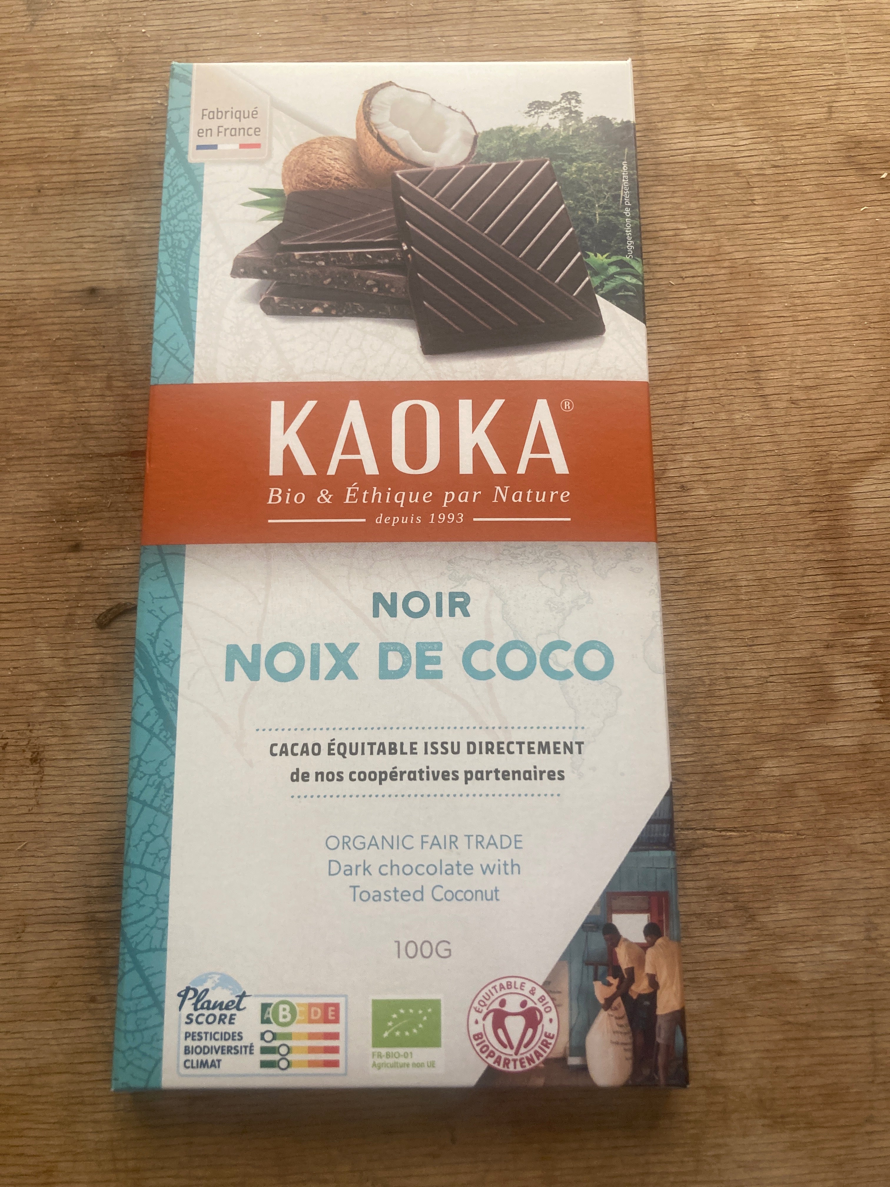 CHOCOLAT NOIR NOIX DE COCO - KAOKA